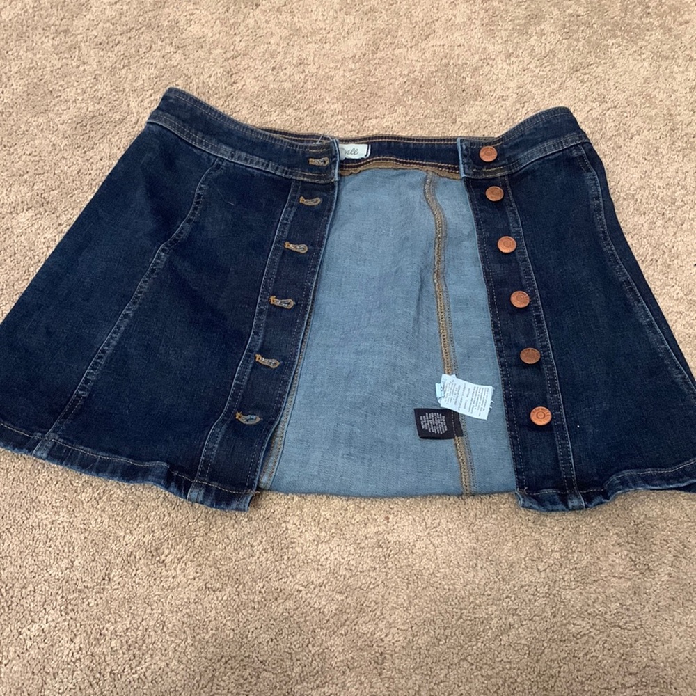 Dark blue denim skirt button down